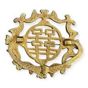 Vintage‎ Door Knocker Brooch Double Happiness Chinese Symbol 1940/1950s